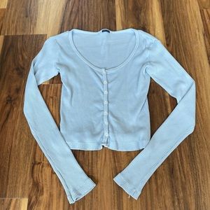 brandy melville blue long-sleeve smocked zelly top